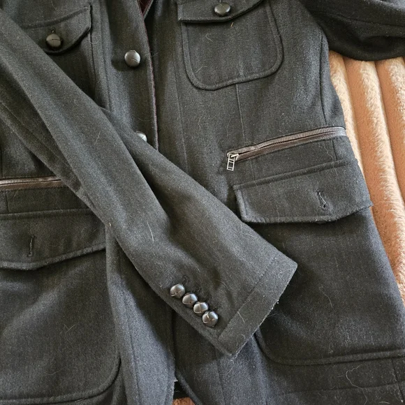 Zara Man Denim Couture Dark Green Blazer with Burgundy Accents - Picture 4 of 4